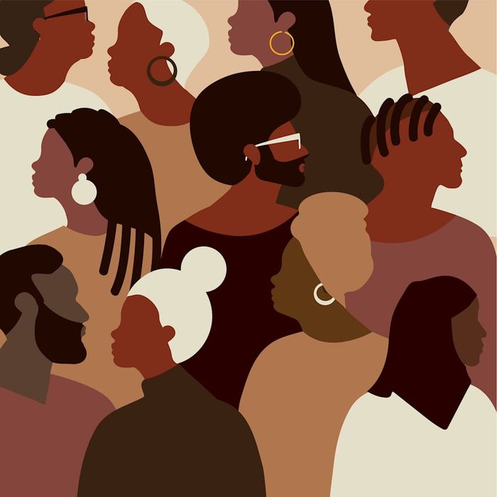 Vector illustration depicting a group of Black or African American individuals.