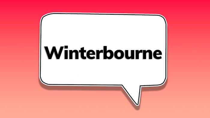 A speech bubble containing the word ‘winterbourne’