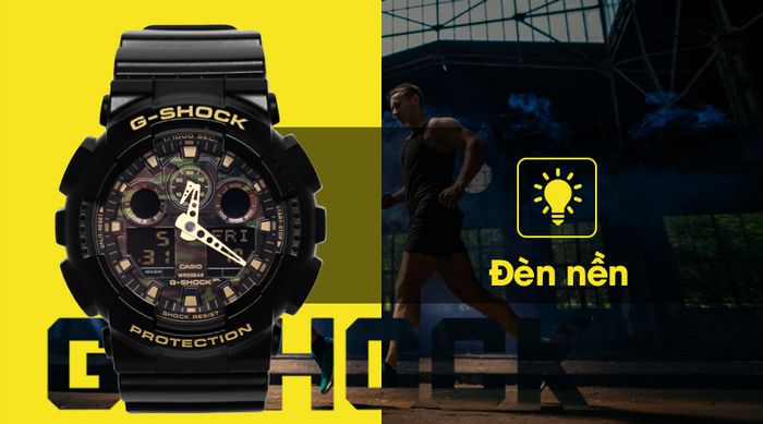 Đồng hồ Nam G-shock GA-100CF-1A9DR được trang bị đèn led sáng mạnh