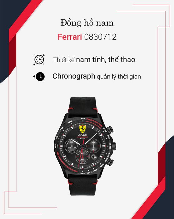 Đồng hồ Nam Ferrari 0830712 có thiết kế năng động, thể thao
