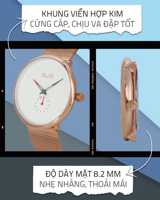 Đồng hồ nam Elio ES060-01 có khả năng chịu va đập tốt