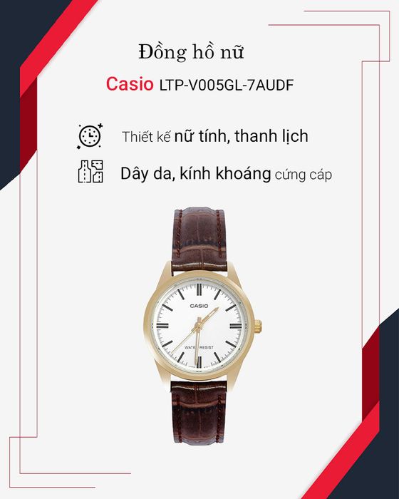Đồng hồ Nữ Casio LTP-V005GL-7AUDF sang trọng, nữ tính