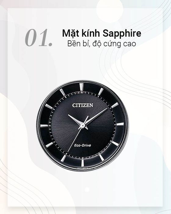 Đồng hồ Nữ Citizen EM0401-59E - Eco-Drive có mặt kính Sapphire cứng chắc