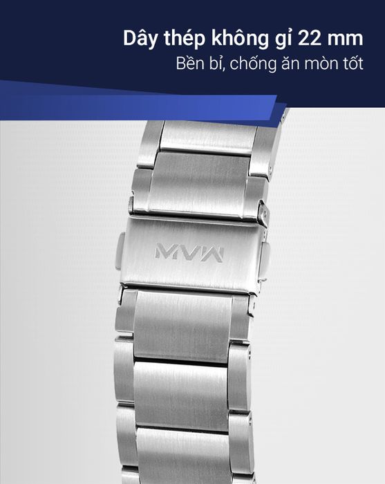 Đồng hồ nam MWW MS059-01 có dây đeo thép không gỉ chắc chắn