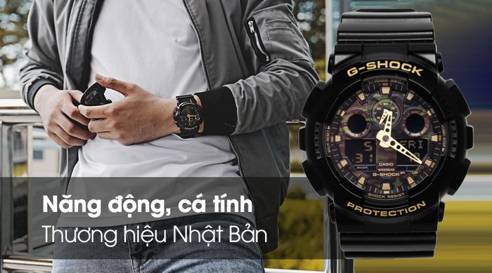 Đồng hồ Nam G-shock GA-100CF-1A9DR với kiểu dáng thể thao
