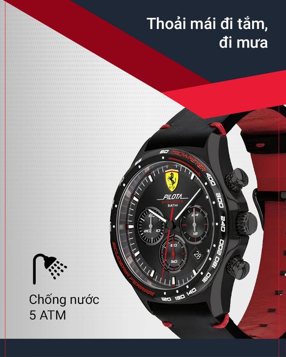 Đồng hồ Nam Ferrari 0830712 tích hợp hệ số chống nước 5 ATM