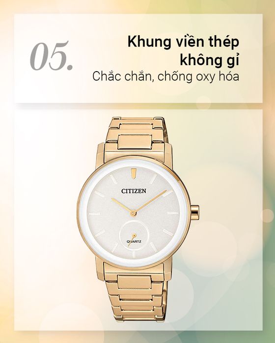 Đồng hồ Nữ Citizen EQ9063-55A có khung viền chắc chắn