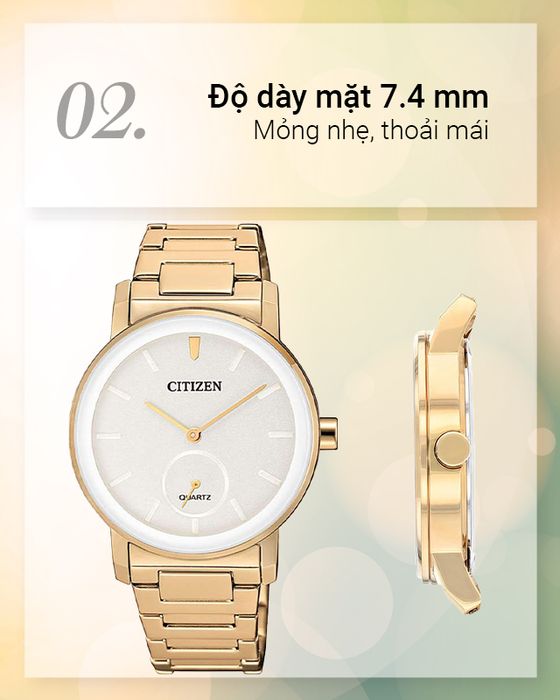 Đồng hồ Nữ Citizen EQ9063-55A có độ dày mặt 7.4 mm