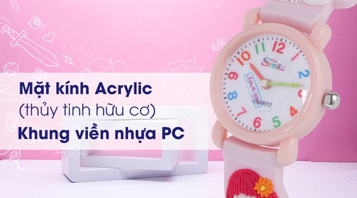 Đồng hồ trẻ em Smile Kid SL027-01 có mặt kính chịu lực tốt, khung viền bền bỉ