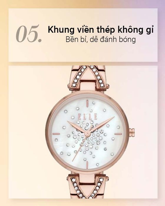 Đồng hồ Nữ Elle ELL21043 có khung viền thép không gỉ chắc chắn