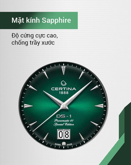 Đồng hồ nam Certina C029.426.11.091.60 có mặt kính Sapphire cao cấp
