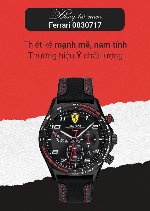 Đồng hồ Nam Ferrari 0830717 có thiết kế mạnh mẽ, nam tính