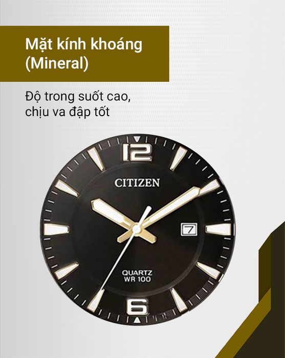 Đồng hồ Nam Citizen BI5059-50E có mặt kính khoáng hạn chế trầy xước
