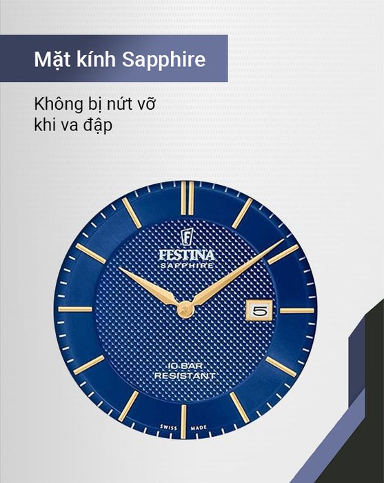 Đồng hồ nam Festina F20005/3 có mặt kính Sapphire cao cấp