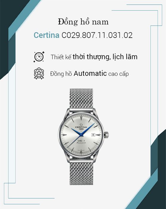 Tổng quan về đồng hồ nam Certina C029.807.11.031.02