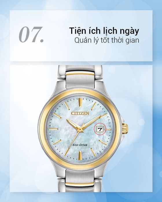 Đồng hồ nữ Citizen EW2524-55N được trang bị thêm lịch ngày hữu ích