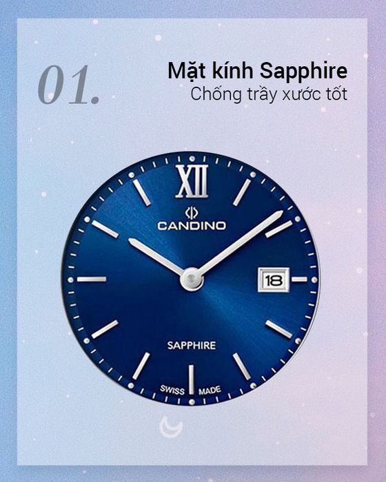 Đồng hồ nữ Candino C4725/2 có mặt kính Sapphire cao cấp