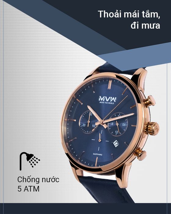 Đồng hồ Nam MVW ML064-01 thoải mái đeo khi tắm, rửa tay hay đi mưa