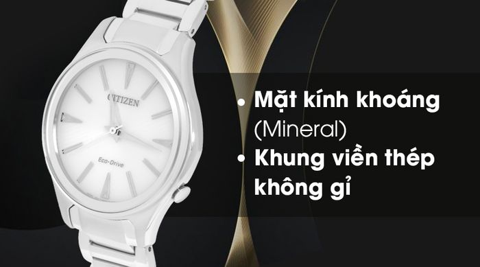 Đồng hồ Nữ Citizen EM0597-80A - Eco-Drive với thiết kế bảo vệ chi tiết máy
