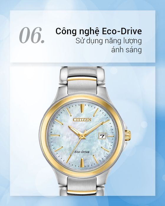 Đồng hồ nữ Citizen EW2524-55N hoạt động nhờ năng lượng ánh sáng