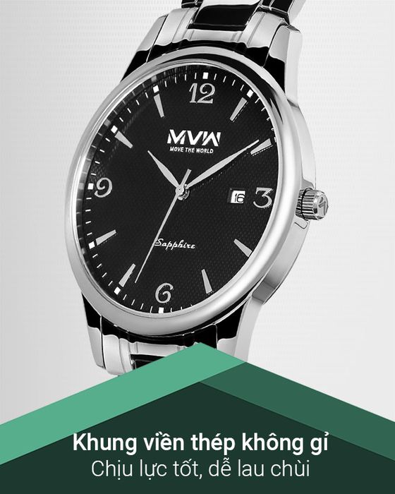 Đồng hồ nam MVW MS066-01 có khung viền thép không gỉ bền bỉ