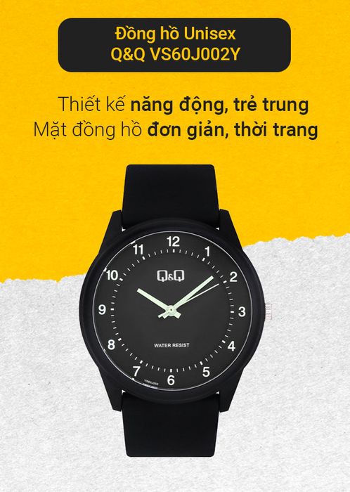 Đồng hồ Nam/Nữ Q&Q VS60J002Y trẻ trung, năng động