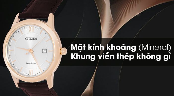 Đồng hồ nam Citizen AW1232-12A có mặt kính trong suốt, cứng cáp