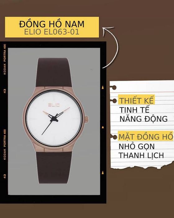 Đồng hồ nam Elio EL063-01 sở hữu thiết kế thanh lịch