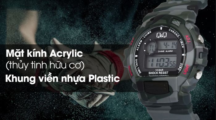 Đồng hồ nam/nữ Q&Q M153J009Y có mặt kính bền bỉ, khung viền chắc chắn