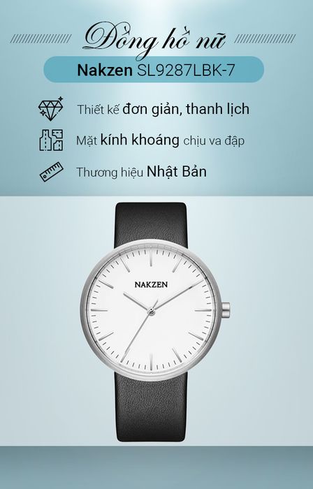 Đồng hồ Nữ Nakzen SL9287LBK-7 có thiết kế đơn giản, thanh lịch