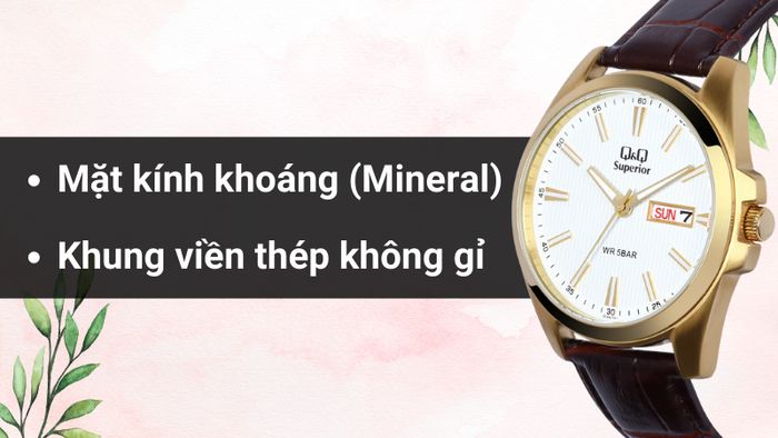 Chất liệu mặt kính và khung viền của mẫu đồng hồ