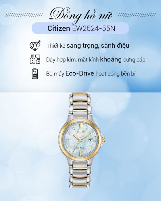 Đồng hồ nữ Citizen EW2524-55N có thiết kế sang trọng, sành điệu
