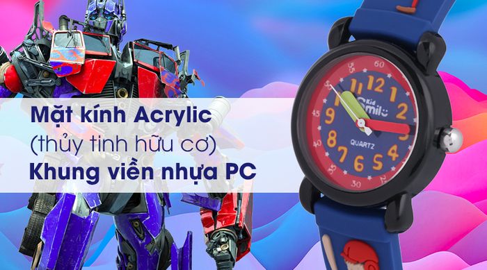 Đồng hồ trẻ em Smile Kid SL026-01 có mặt kính trong suốt, khung viền có trọng lượng nhẹ