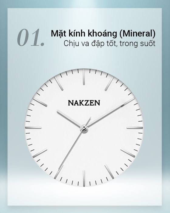 Đồng hồ Nữ Nakzen SL9287LBK-7 có mặt kính khoáng chịu va đập tốt
