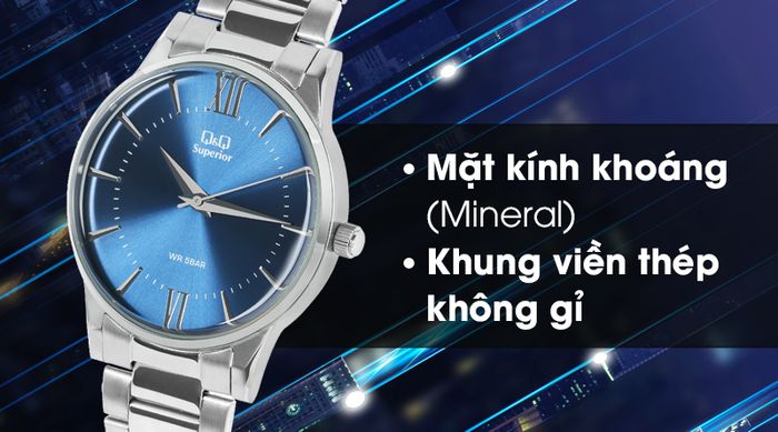 Đồng hồ nam Q&Q S398J212Y được trang bị lớp vỏ ngoài bền bỉ