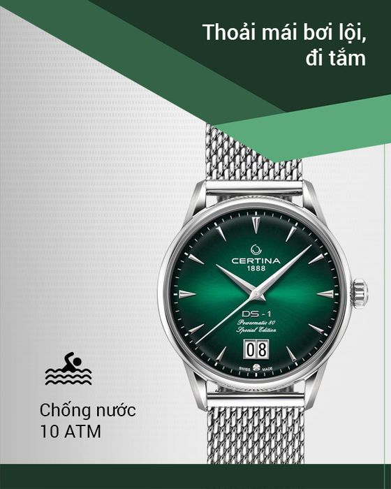 Đồng hồ nam Certina C029.426.11.091.60 có hệ số chống nước 10 ATM