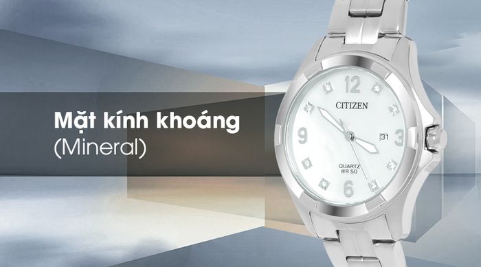 Đồng hồ nữ Citizen EU6080-58D có mặt kính bền bỉ