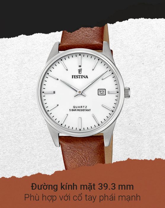 Đồng hồ nam Festina F20512/2 phù hợp với cổ tay phái mạnh