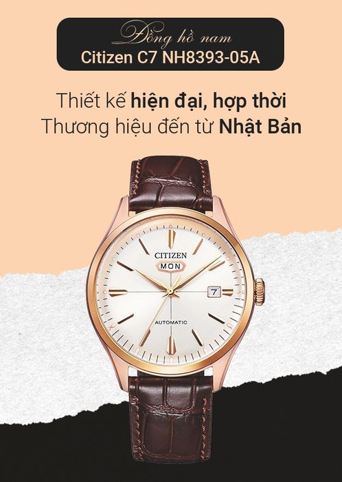 Đồng hồ Nam Citizen C7 NH8393-05A thiết kế đơn giản, sang trọng