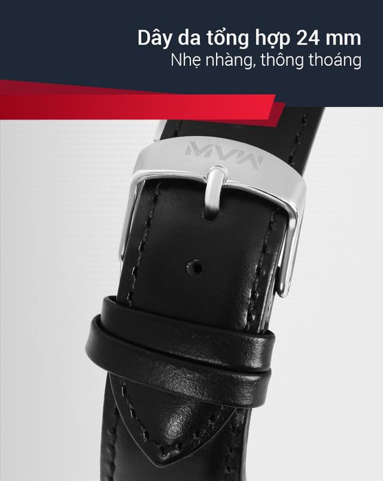 Đồng hồ nam MVW ML049-01 có dây đeo da thoải mái, nhẹ nhàng