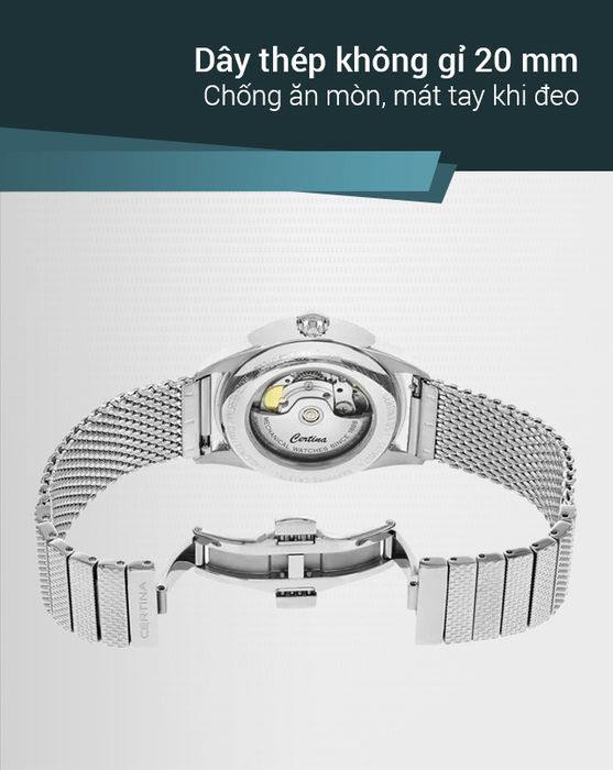 Đồng hồ nam Certina C029.807.11.031.02 có dây đeo chống ăn mòn tốt