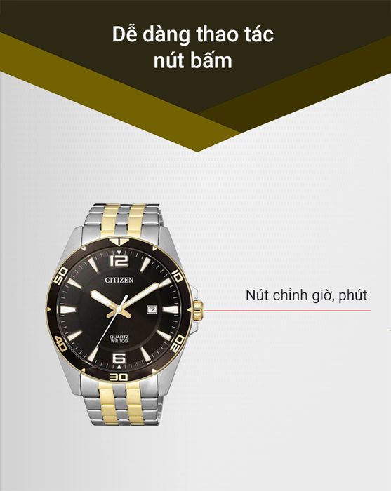 Đồng hồ Nam Citizen BI5059-50E dễ dàng thao tác với nút bấm