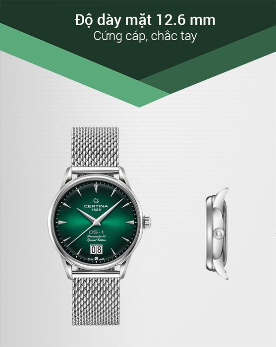 Đồng hồ nam Certina C029.426.11.091.60 có độ dày mặt 12.6 mm