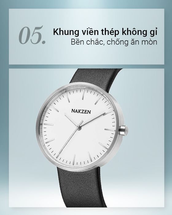 Đồng hồ Nữ Nakzen SL9287LBK-7 có khung viền thép không gỉ bền chắc