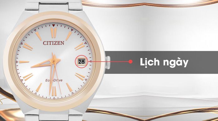 Đồng hồ nữ Citizen FE6024-55B - Eco-Drive có lịch ngày