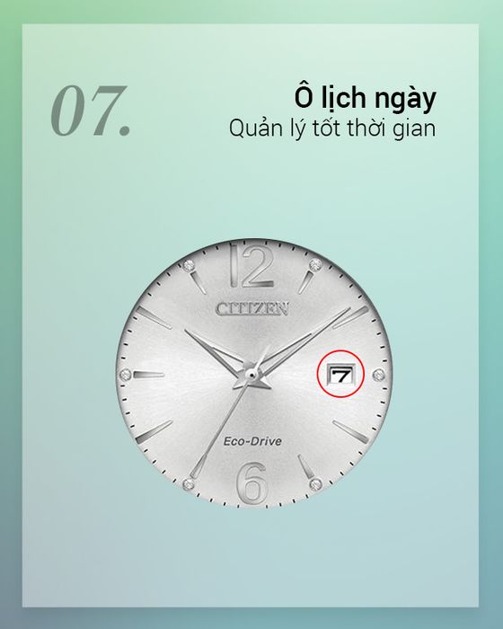 Đồng hồ nữ Citizen FE6100-59A có thêm ô lịch ngày tiện lợi