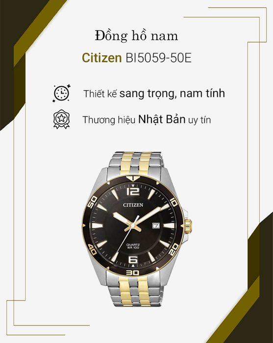 Đồng hồ Nam Citizen BI5059-50E sở hữu thiết kế sang trọng, lịch lãm