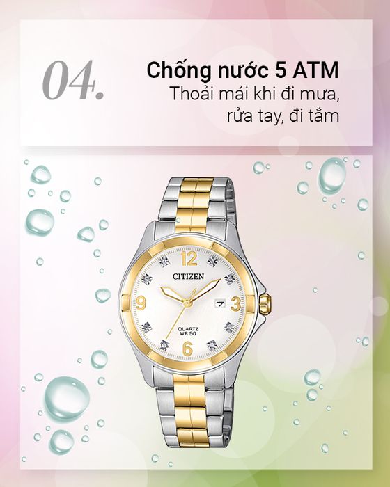 Đồng hồ Nữ Citizen EU6084-57A chống nước 5 ATM