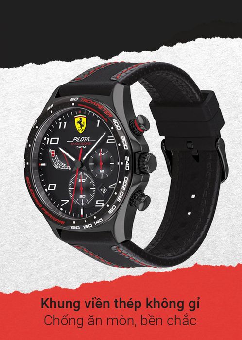 Đồng hồ Nam Ferrari 0830717 có khung viền thép không gỉ chống oxy hóa