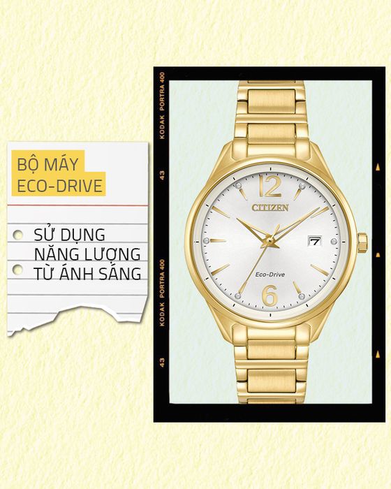 Đồng hồ Nữ Citizen FE6102-53A sử dụng bộ máy Eco-Drive